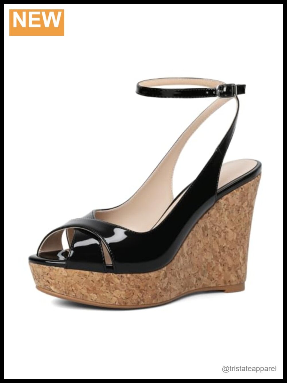 Women's Platform Wedge Sandals Open Toe Slingback Cork Ankle Strap